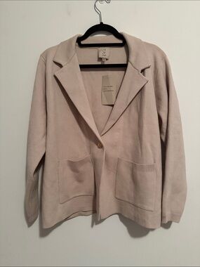 NWT Sioni Light Beige Knit Single-Button Blazer
